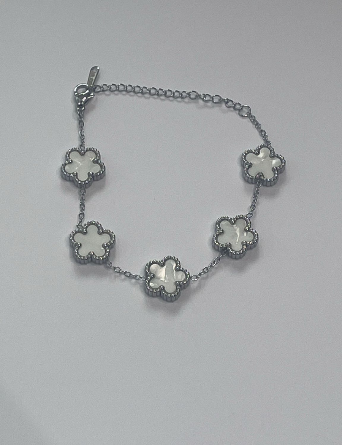 The White Silver Clover Bracelet