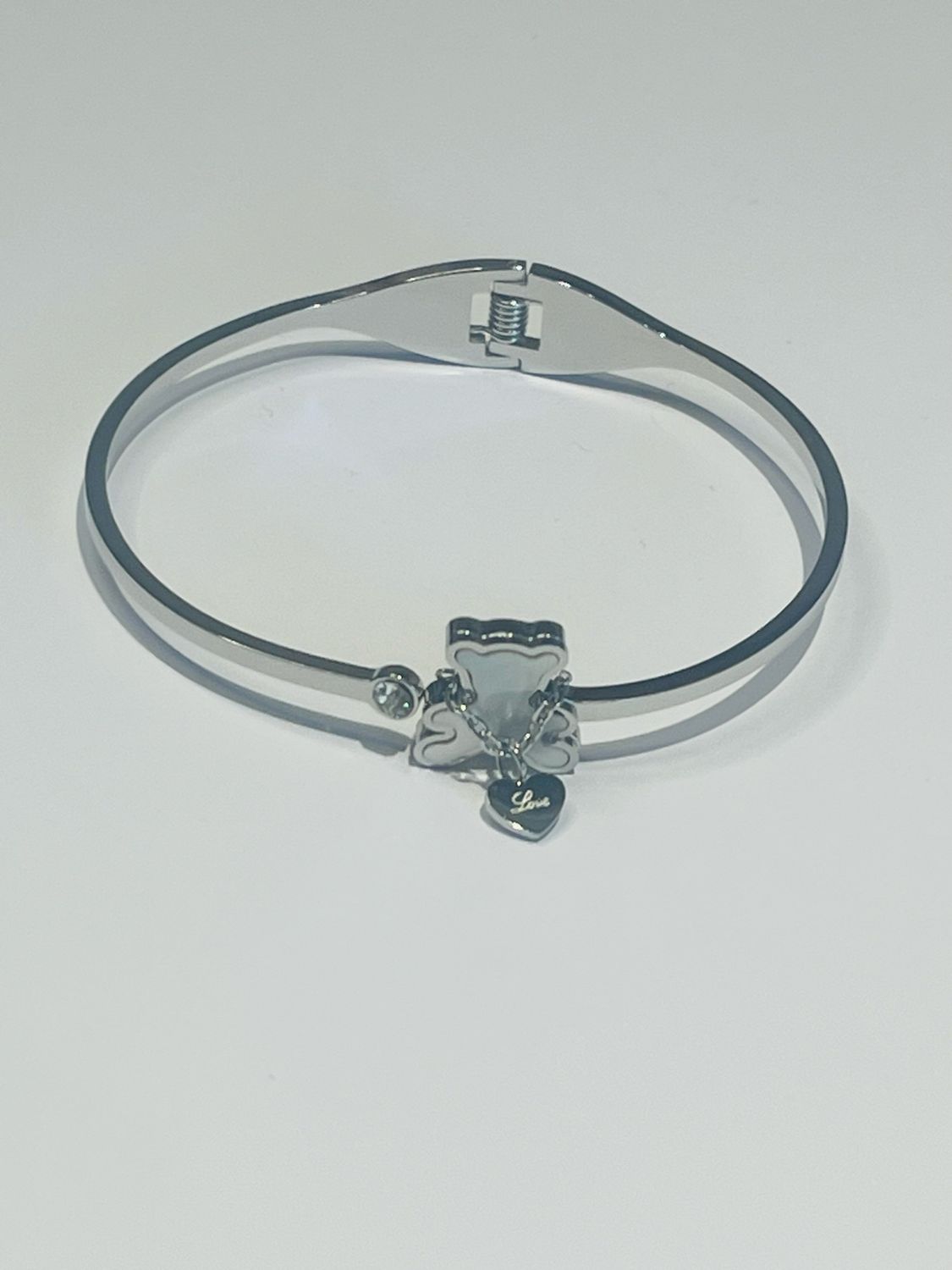 Stainless Steel Teddy Bear Love Bangle