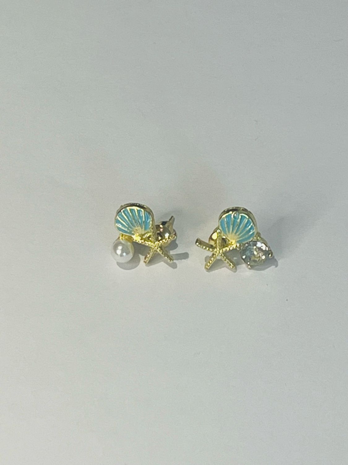 Sterling Silver Blue Shell Starfish Ocean Earrings