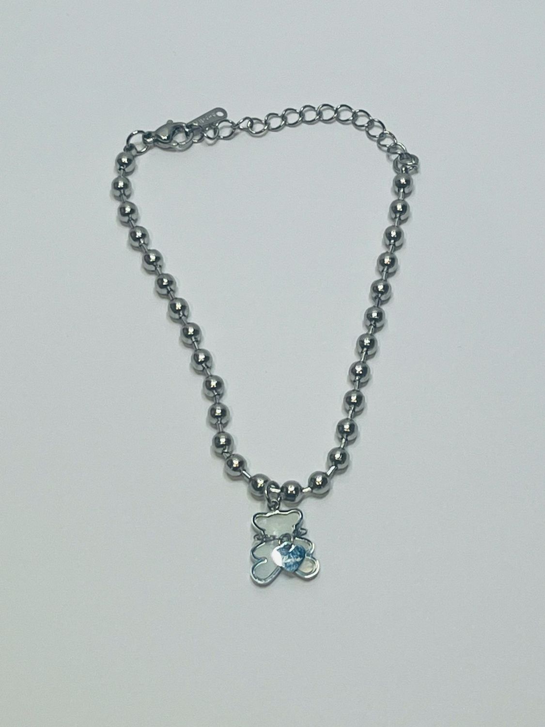 Teddy Bear Love Silver Coloured Ball Bracelet