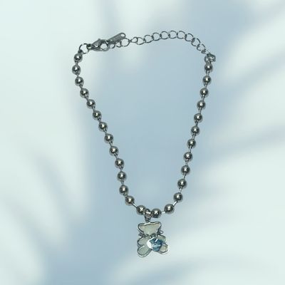 Teddy Bear Love Silver Coloured Ball Bracelet