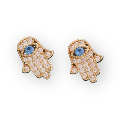Evil Eye Hand 18 Carat Gold Plated Earrings