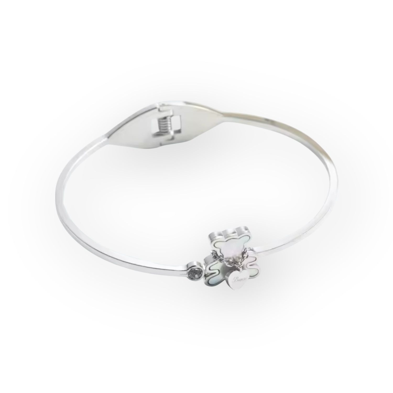 Stainless Steel Teddy Bear Love Bangle