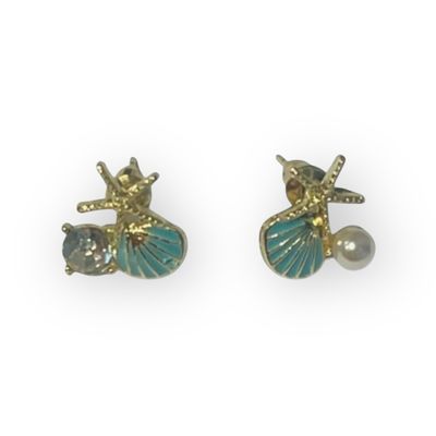 Sterling Silver Blue Shell Starfish Ocean Earrings