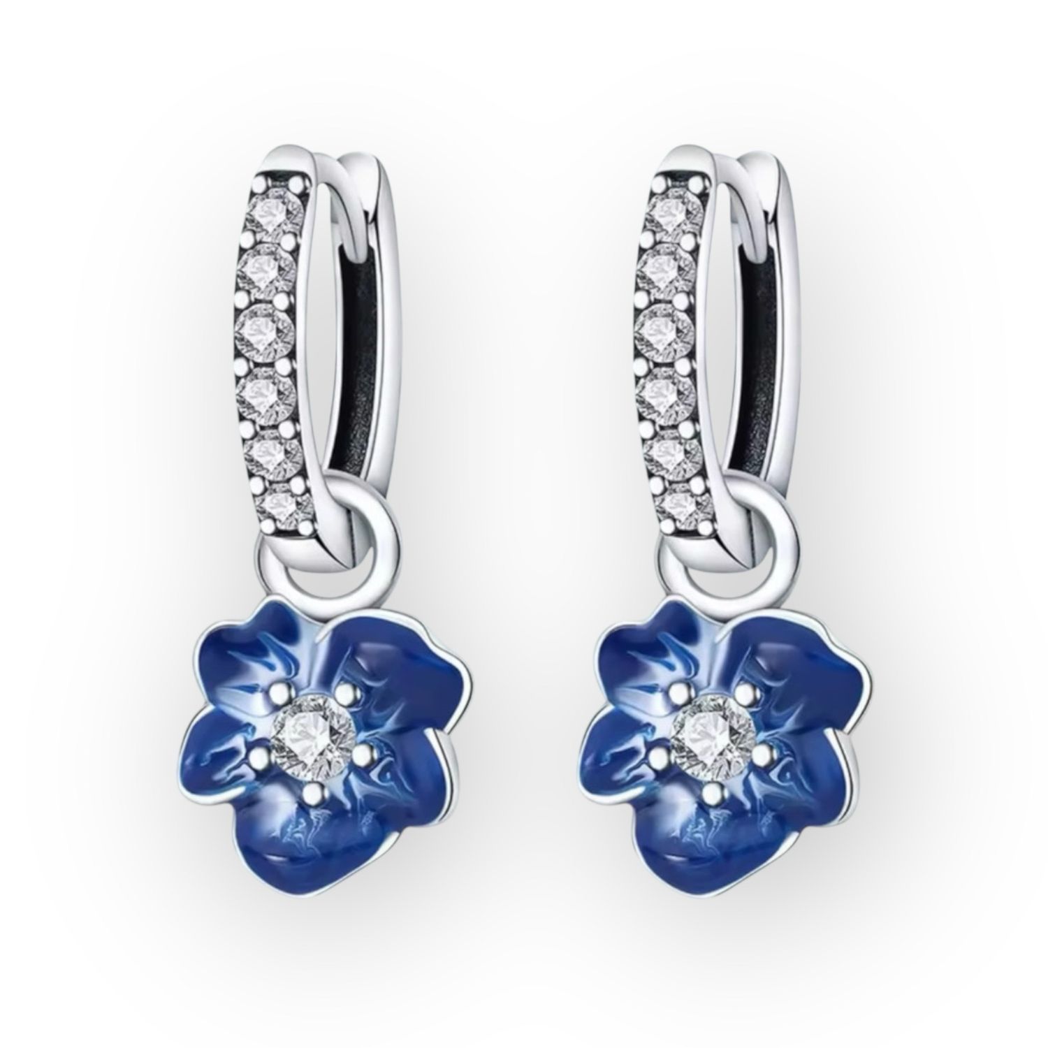 The Blue Flower Hoop Drop Earrings
