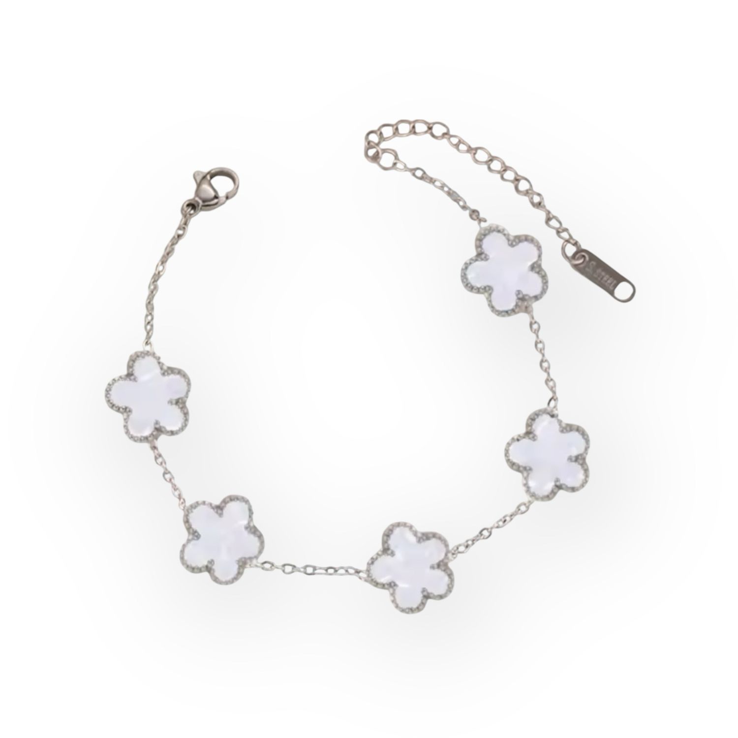 The White Silver Clover Bracelet