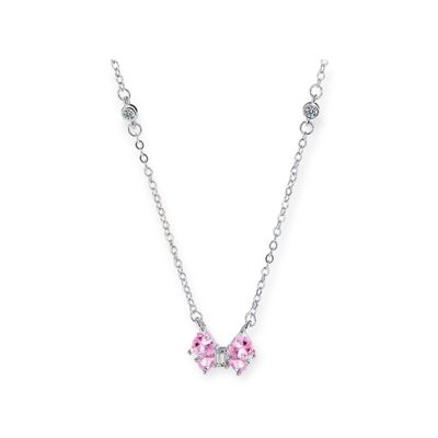 Pretty In Pink Zircon Bow Necklace