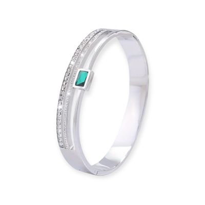The Elegant Green Stone Bangle