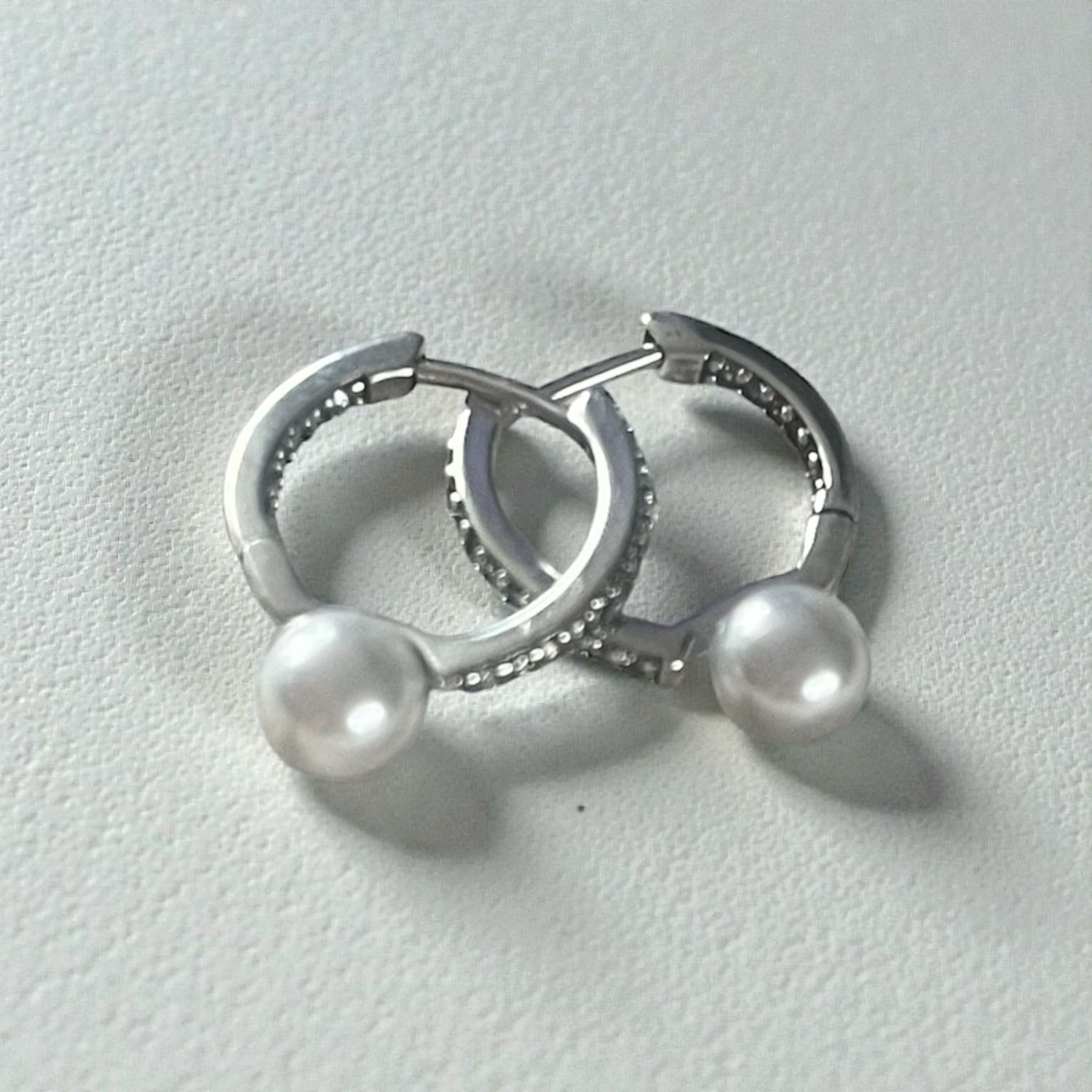 Sterling Silver Freshwater Pearl Hoop Earrings
