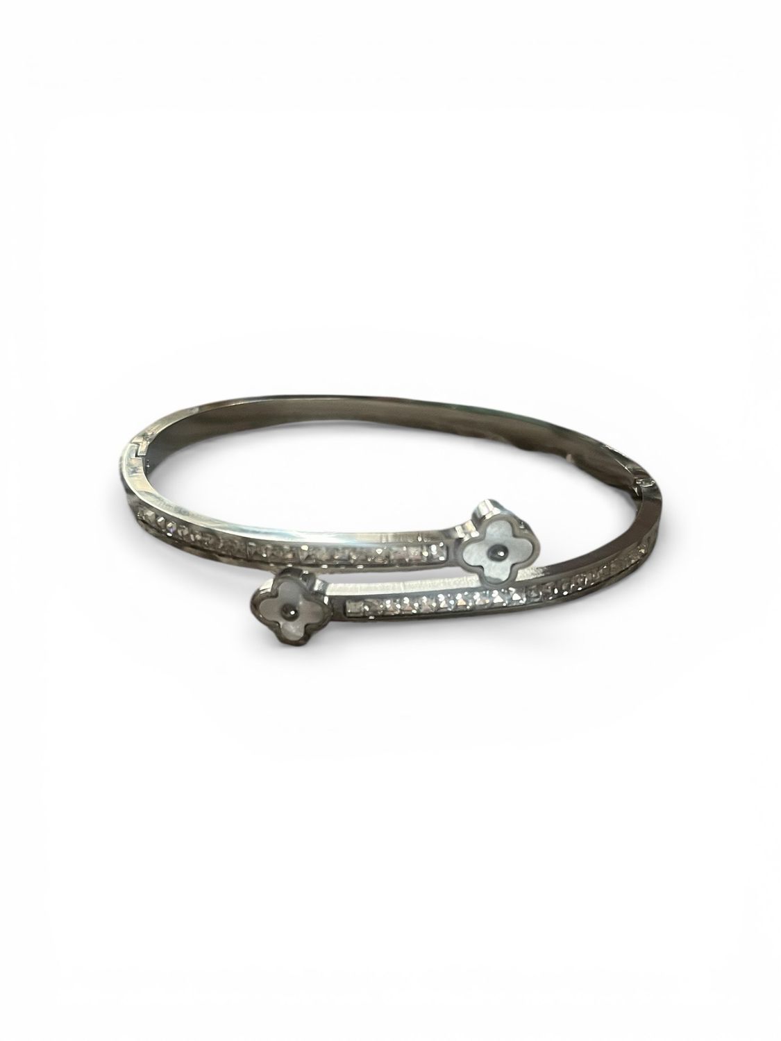 Double Clover Flower Stainless Steel Bangle