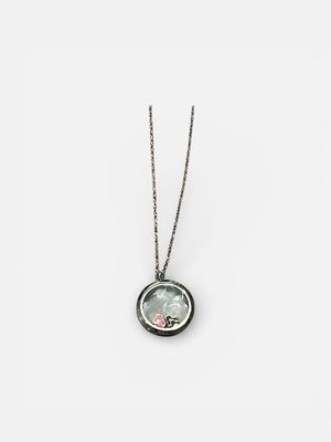 Floating Wish Upon a Heart pendant and Black and pink Heart