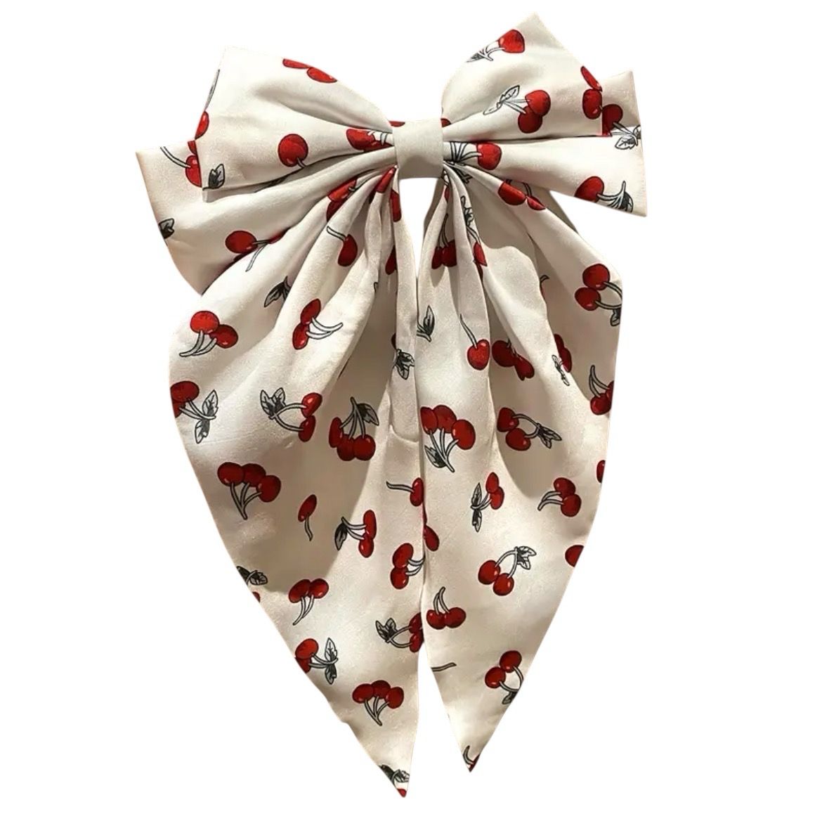 White Cherry Hair Bow
