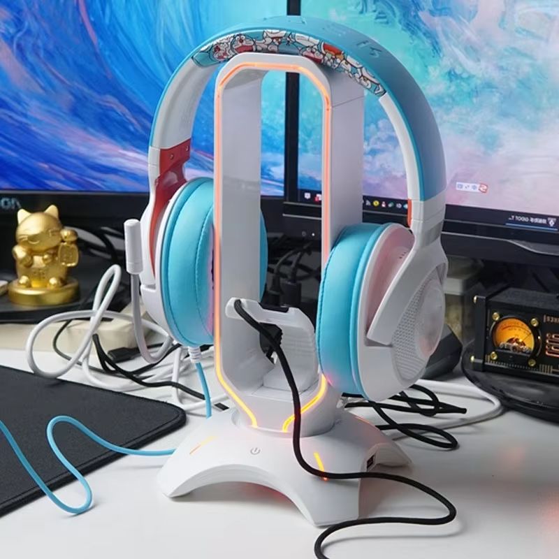 Multifunctional RGB Gaming Headphone Stand RGB Gaming Headphone Stand Computer Headset Stand Holder For Gamers Gaming Earphone