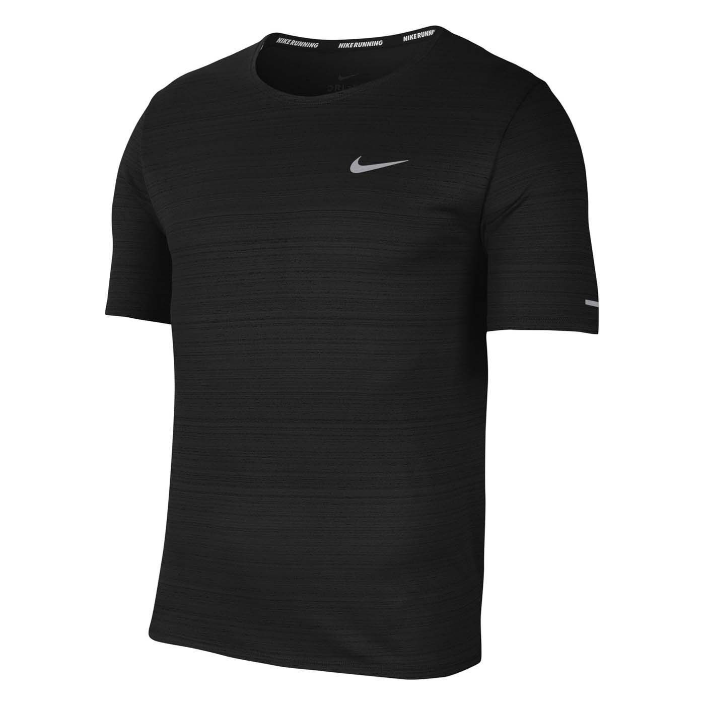 Nike Dri-FIT Miler Men&#39;s Running Top Blk, Color: Black/(Reflective Silv), Size: Large
