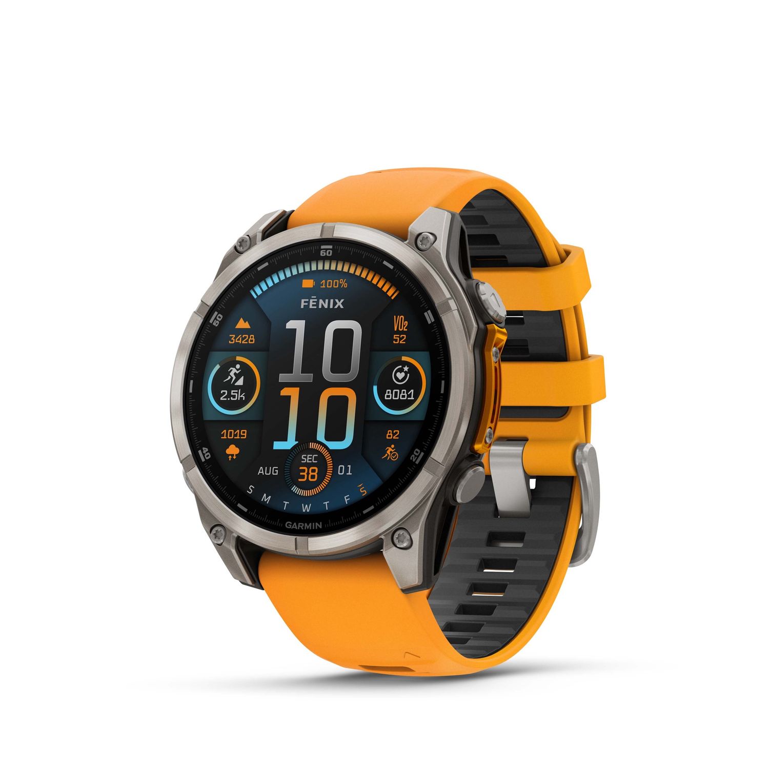 fēnix® 8 – 47 mm, AMOLED, Colour: Sapphire, Titanium with Spark Orange/Graphite Silicone Band