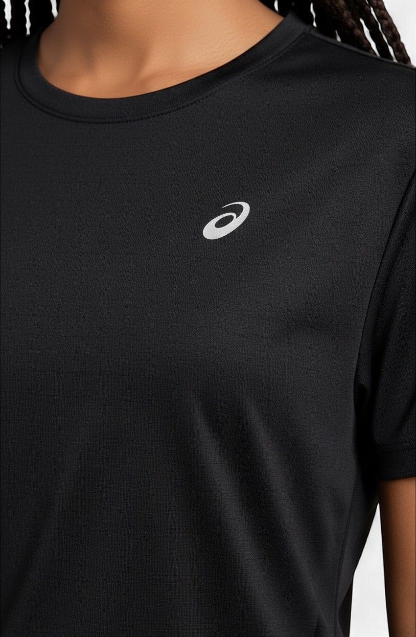 ASICS Silver Women Short Sleeve Top (Performance Black)