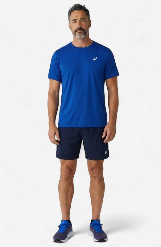 ASICS Silver Men Short Sleeve Top (Asics Blue)
