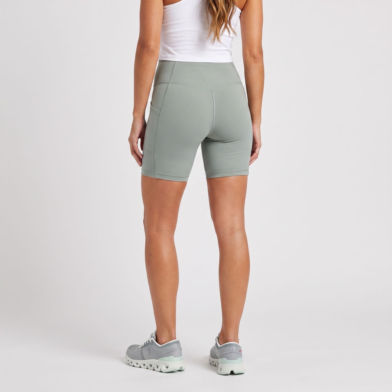 Adidas Optimé Essentials Stash Pocket 7" Short Leggings (Wonder Sage)