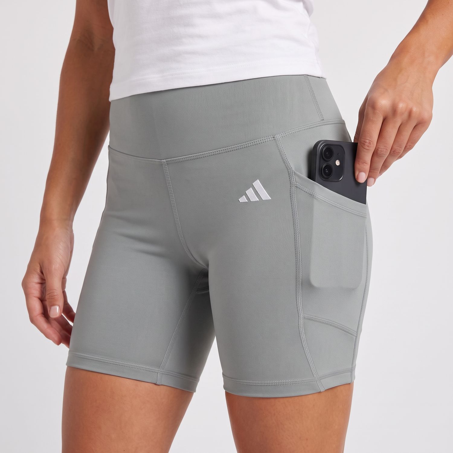 Adidas Optimé Essentials Stash Pocket 7" Short Leggings (Wonder Sage)