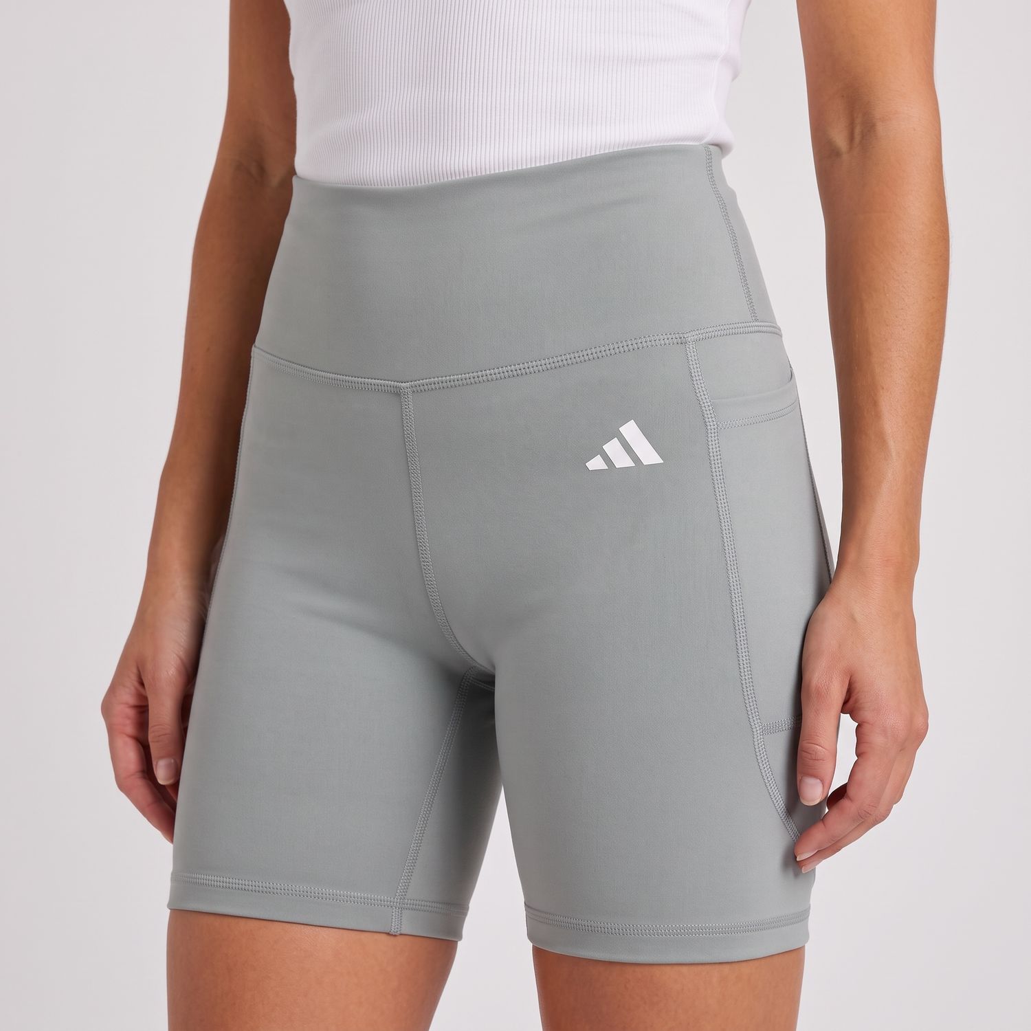 Adidas Optimé Essentials Stash Pocket 7" Short Leggings (Wonder Sage), Size: L