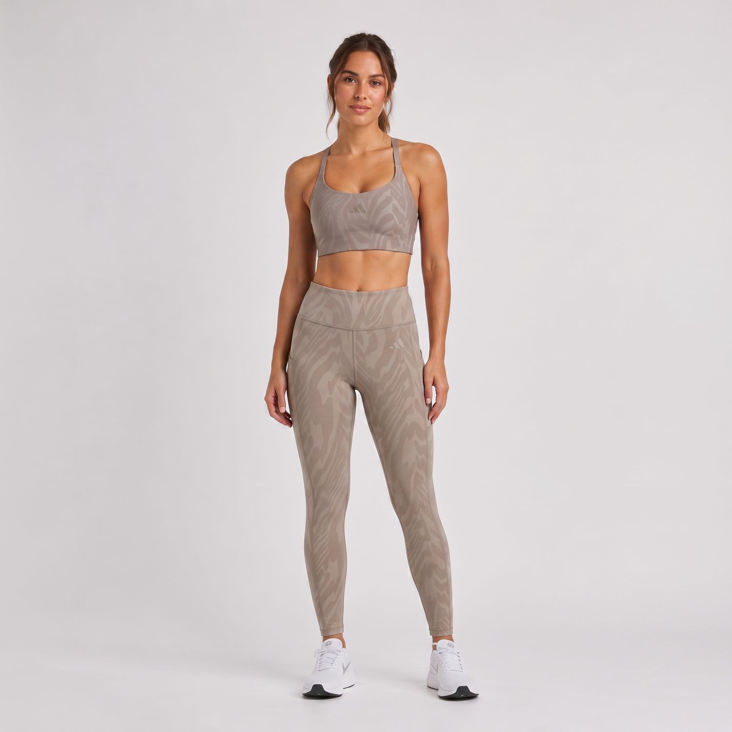 Adidas Optimé AOP Full-Length Legging (Chalky Brown)