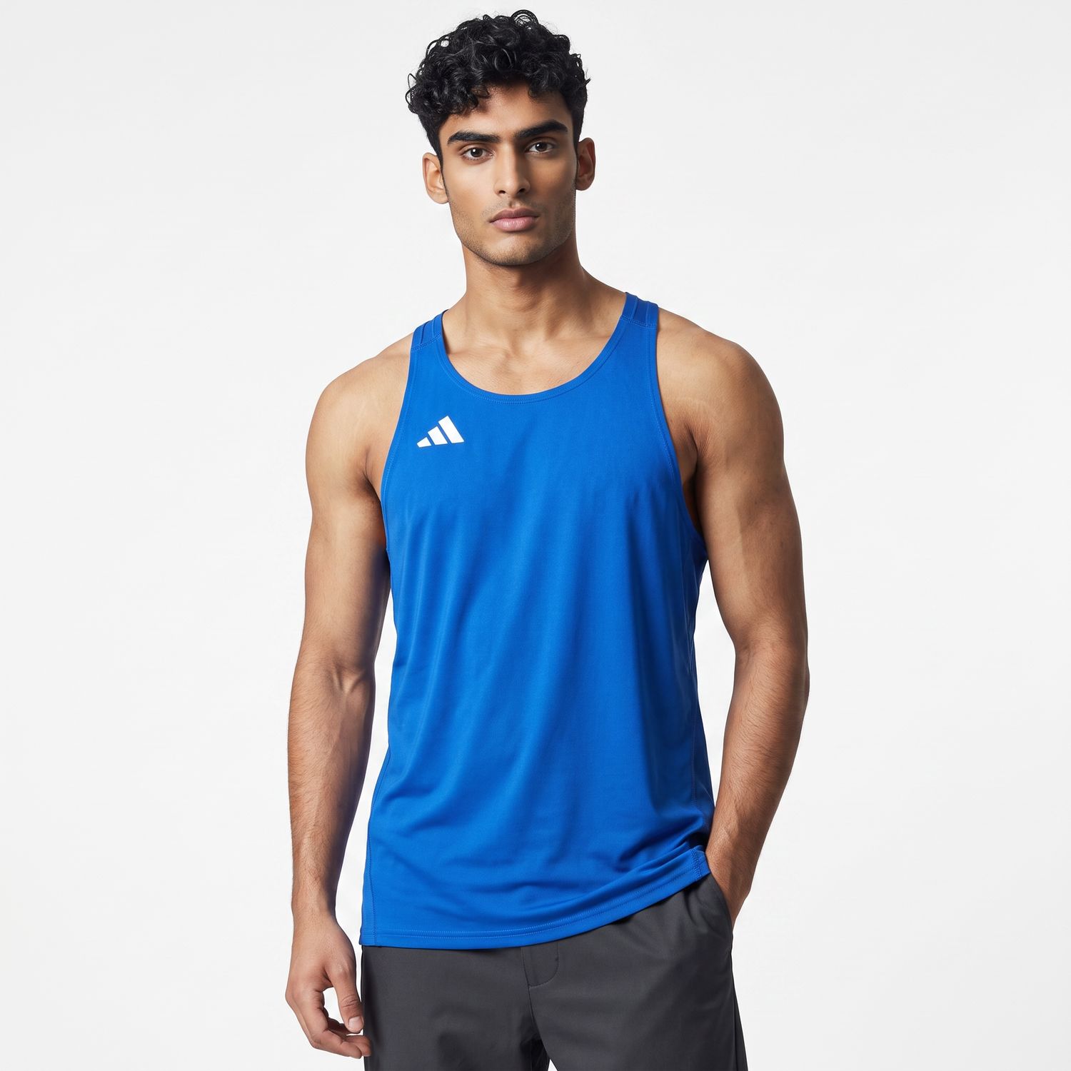 Adidas Men Adizero Essentials Running Singlet (Ray Blue)