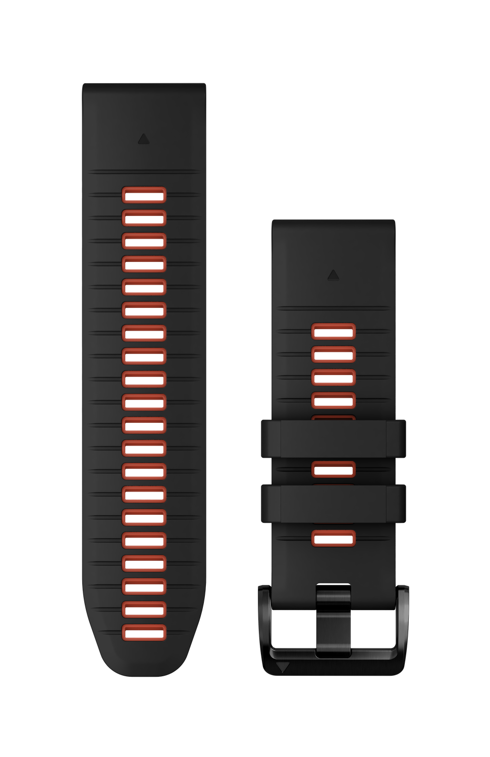 QuickFit® 26 Silicon Watch Bands, Colour: Black/Flame Red Silicone