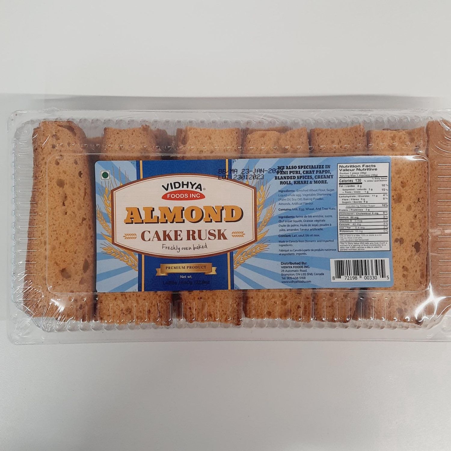 Vidhya - Almond Cake Rusk 650g