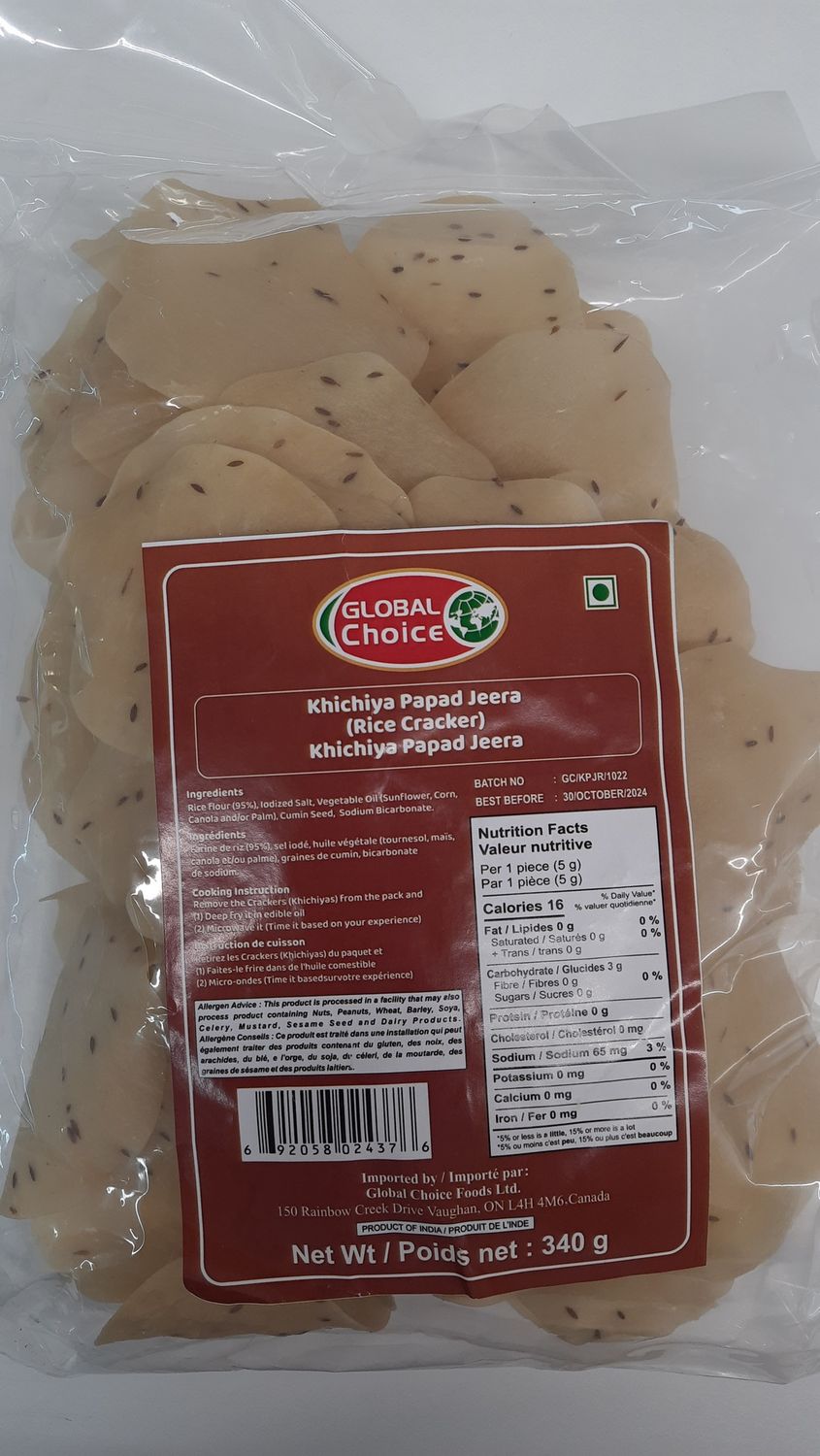 Global Choice - Khichiya Papad (Rice Cracker) Jeera 340g