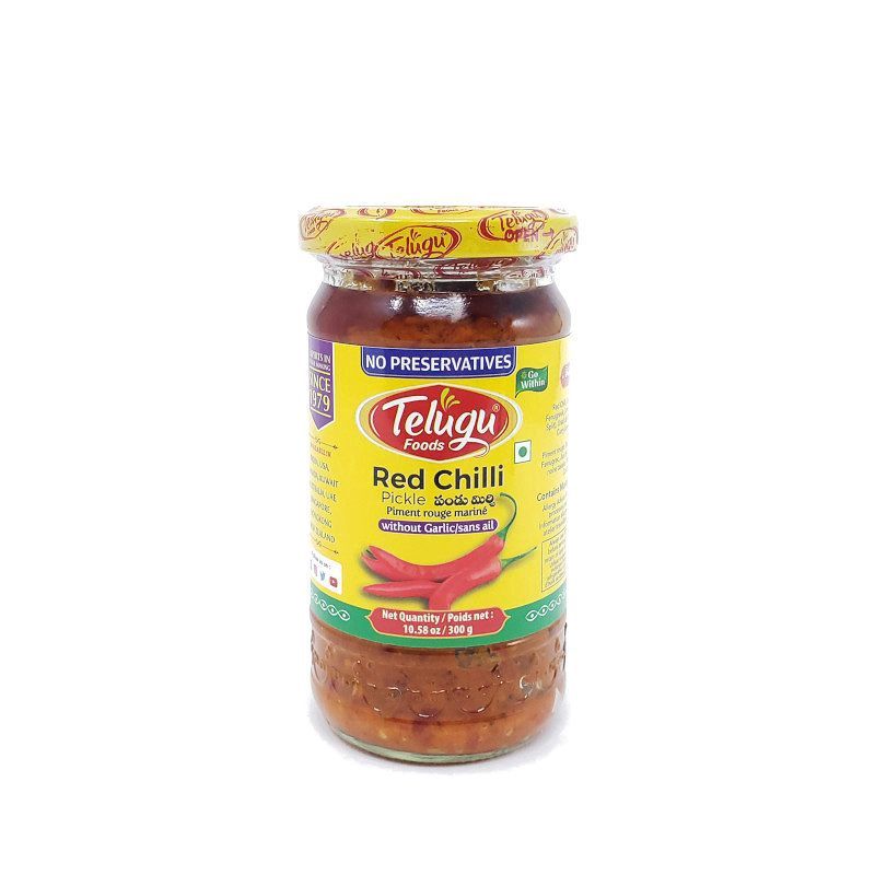 Telugu Foods - Red Chilli Pickle Without Garlic 300g