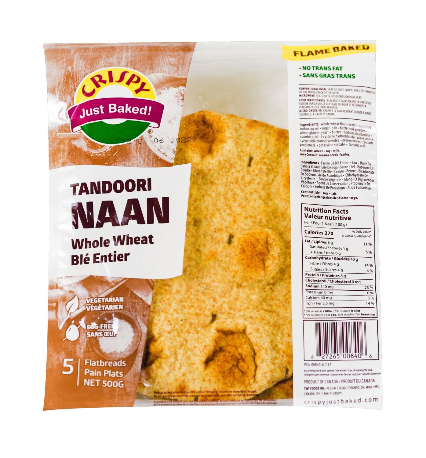Crispy - Whole Wheat Tandoori Naan 500g