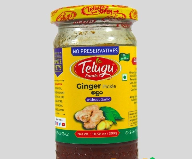 Telugu Foods - Ginger Pickle Without Garlic 300g