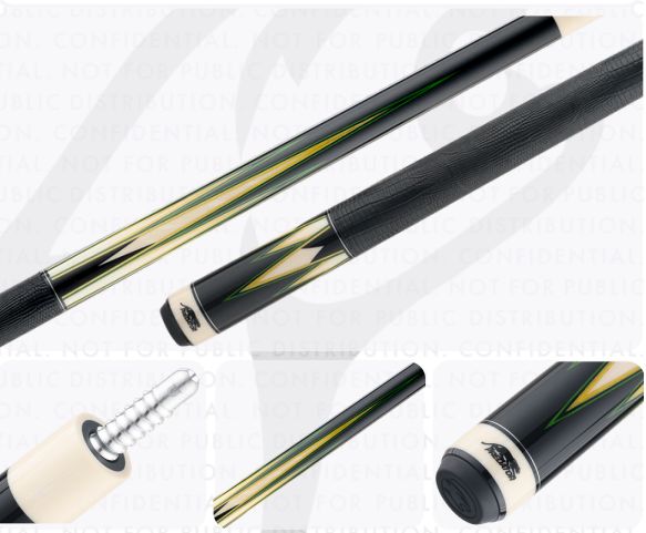 Predator True Splice 16 Pool Cue Butt -Ebony with Green/Yellow Points-Leather Wrap