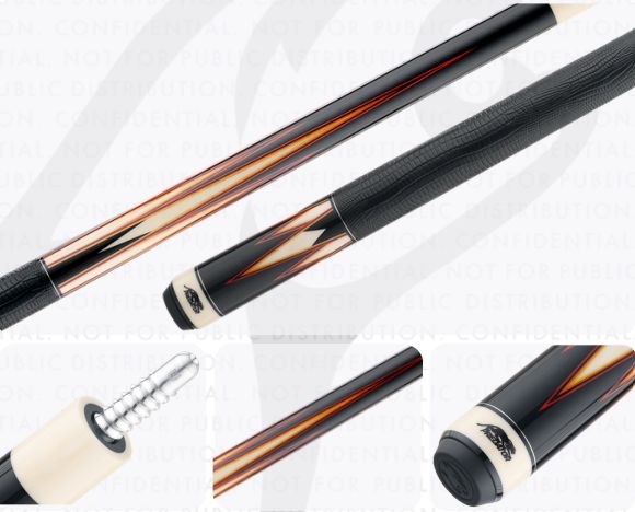 Predator True Splice 16 Pool Cue Butt -Ebony with Red/Orange Points-Leather Wrap