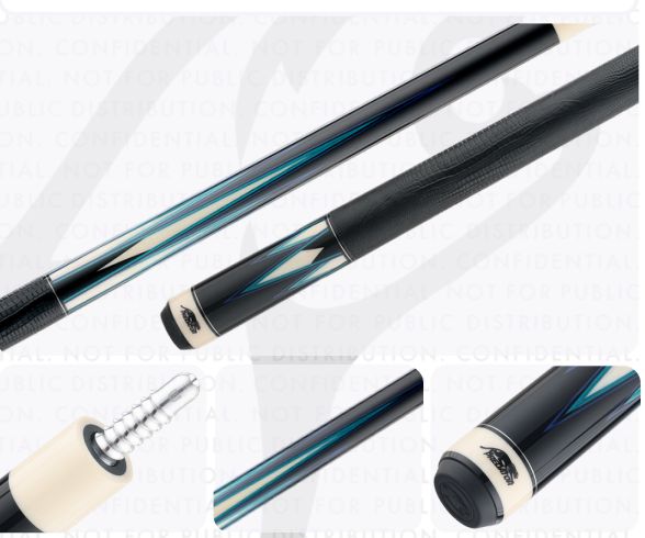 Predator True Splice 16 Pool Cue Butt -Ebony with Blue/Teal Points-Leather Wrap