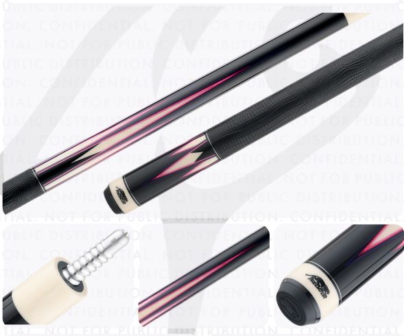 Predator True Splice 16 Pool Cue Butt -Ebony with Purple/Pink Points-Leather Wrap