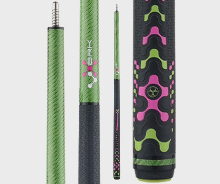 Poison VX Break Cue with Venom Carbon Fiber Shaft - Green/Pink