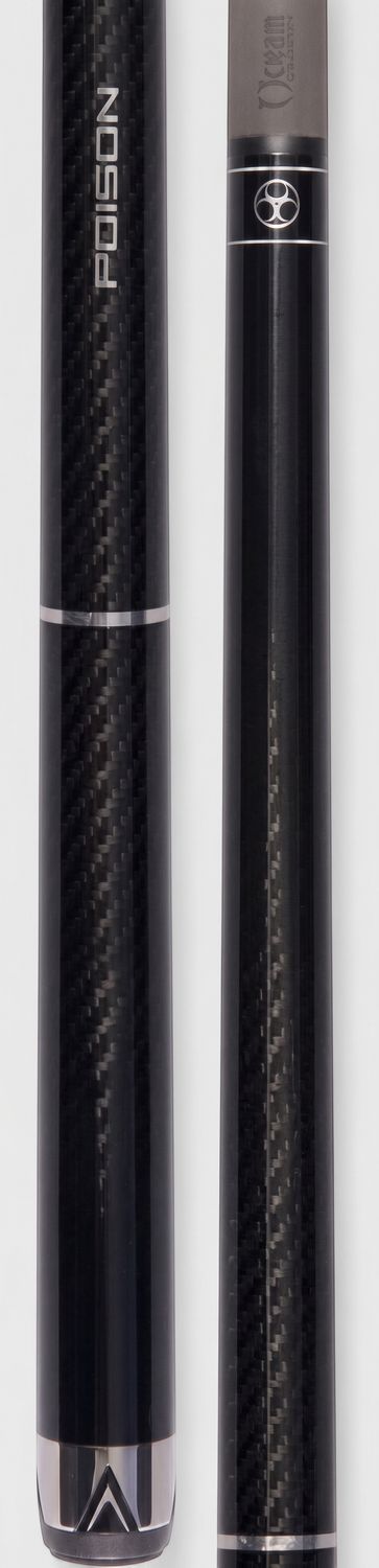 Poison Maelith Pool Cue  12.4 with Carbon Fiber Shaft  and Vinyl Wrap- Black/Black