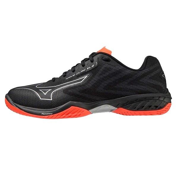 Mizuno Badminton Shoes Wave Claw EL 2 WIDE (Black/High Rise/Cherry Tomato) 71GA228509, Size: US 6