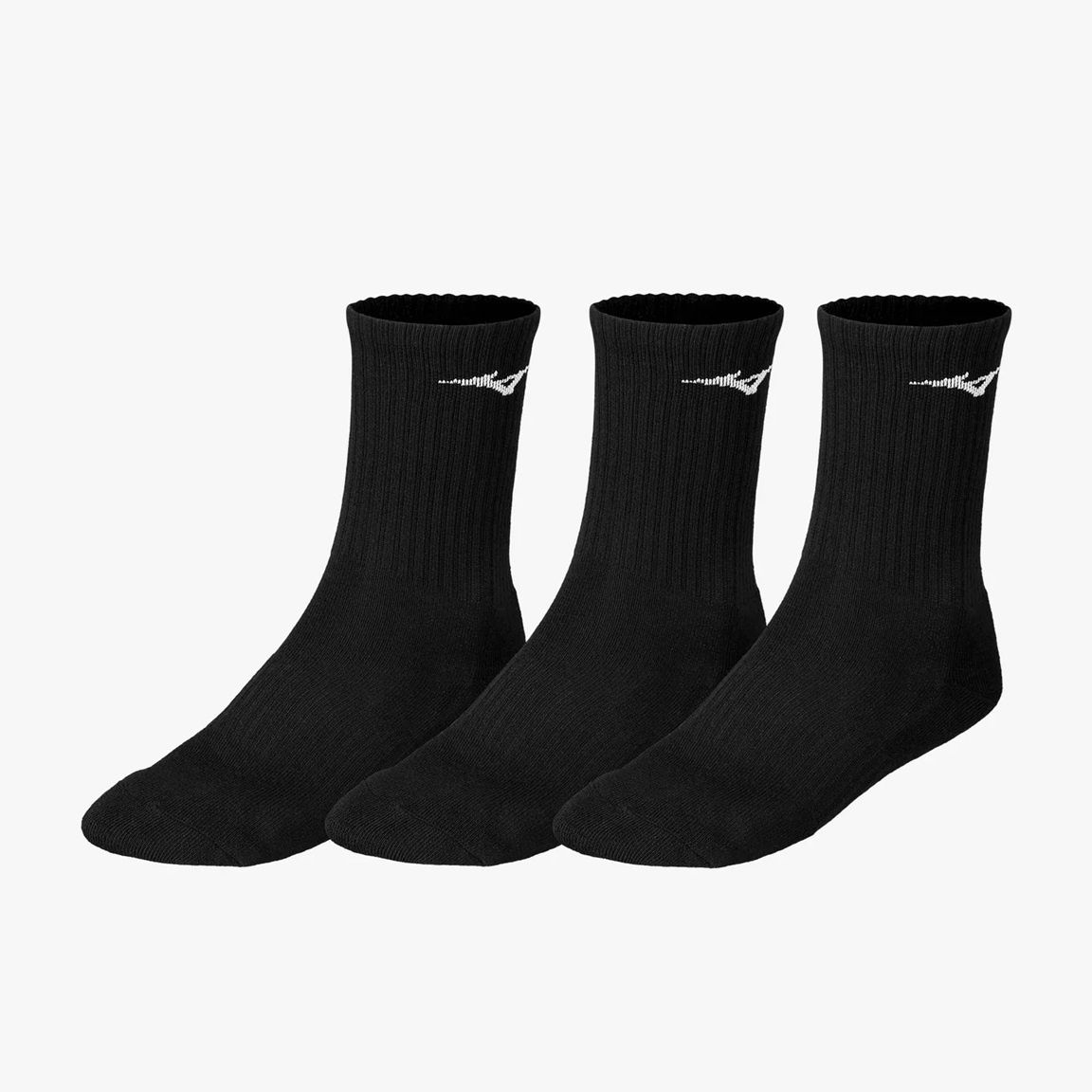 Mizuno Training Crew Socks (3 PACK) 32GX2505Z09 (Black + Black + Black), Size: Size S