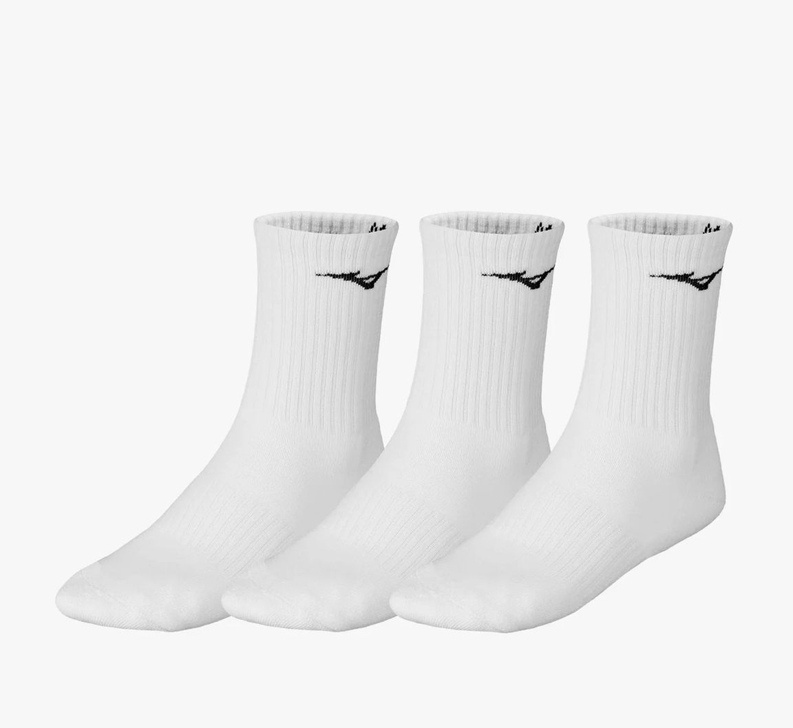 Mizuno Training Crew Socks (3 PACK) 32GX2505Z01 (White + White + White), Size: Size S