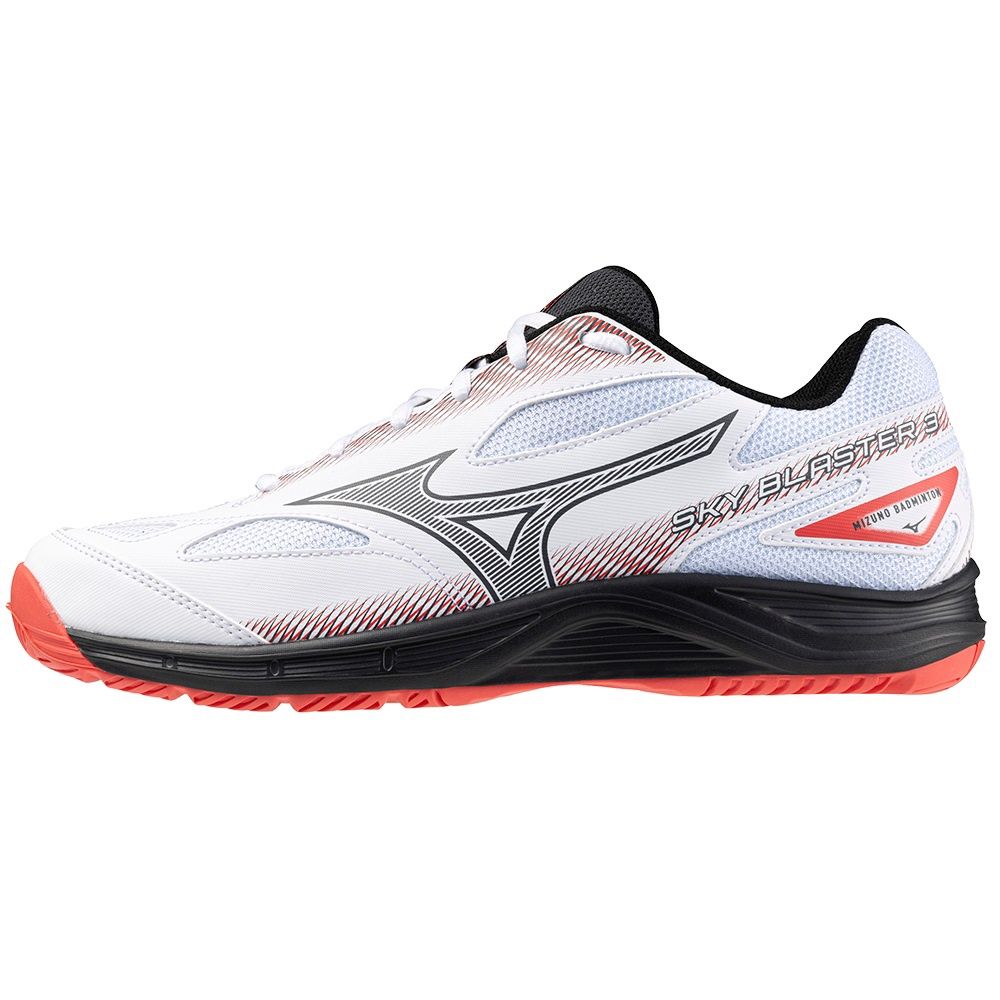 Mizuno Badminton Shoes SKY BLASTER 3 (White/Black/Cayenne) 71GA234503, Size: US 6