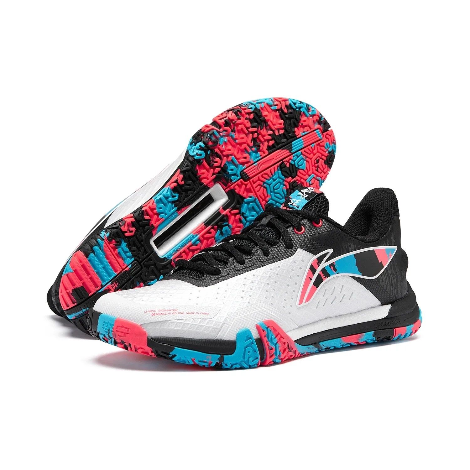 Li-Ning Badminton Shoes SAGA SE (White/Black/Fushia) AYZS014-4, Size: US 7