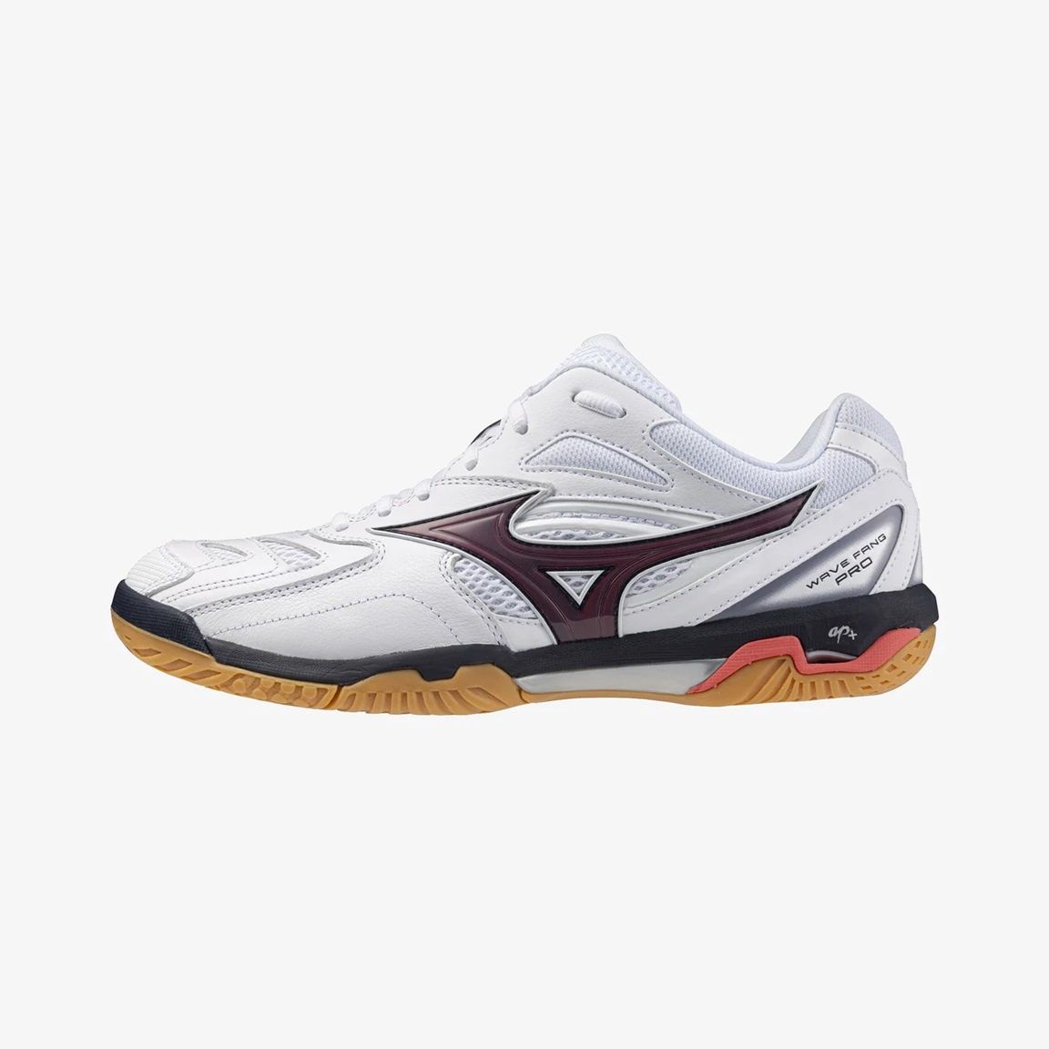 Mizuno Badminton Shoes WAVE FANG PRO Unisex (White/Baritone Blue/Calypso Coral) 71GA210085, Size: US 6 / 24.0cm