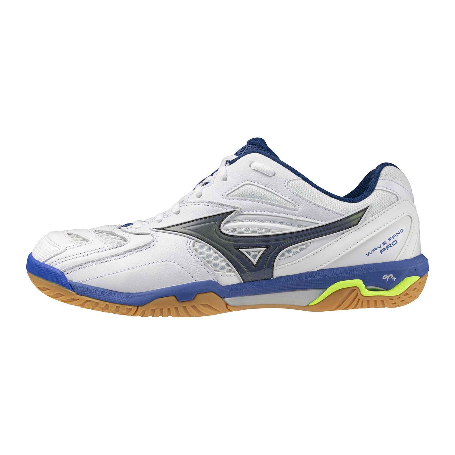 Mizuno Badminton Shoes WAVE FANG PRO Unisex (White/Dazzling Blue/Lightning Yellow) 71GA210091, Size: US 8.5 / 26.5cm