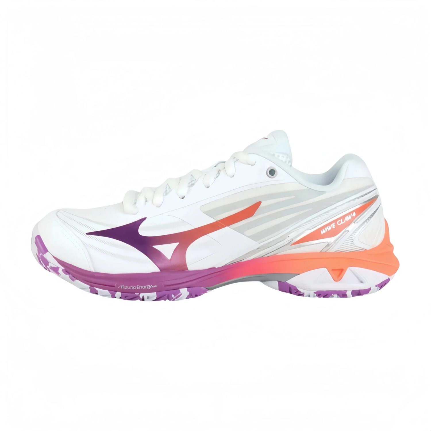 Mizuno Badminton Shoes WAVE CLAW 4 (White/Lava Orange/Dahlia) 71GA264311, Size: US 7