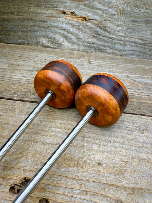 Exotic Ironwood Burl And Macassar Ebony Beaters - One Off