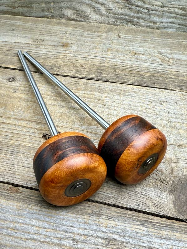 Exotic Ironwood Burl And Macassar Ebony Beaters - One Off