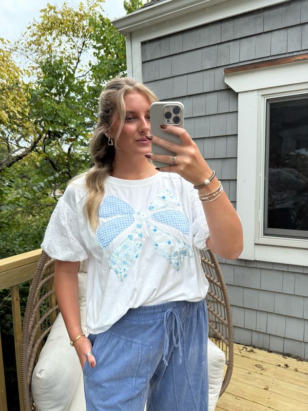 Nancy Patchwork Bow Tee