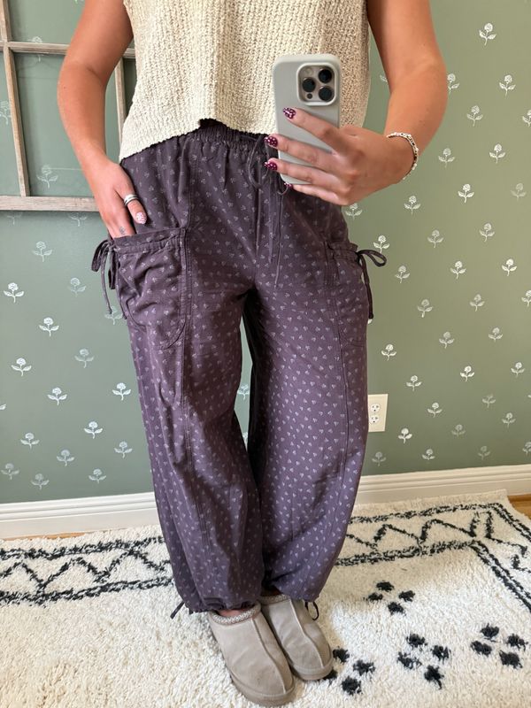 Boho Cinch Pants- Mocha Plum